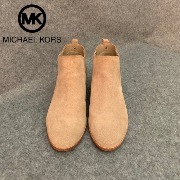 MICHAEL Michael Kors Women's Leather Suede Lottie Bootie Pull On Ankle Boots - Picture 1 of 9